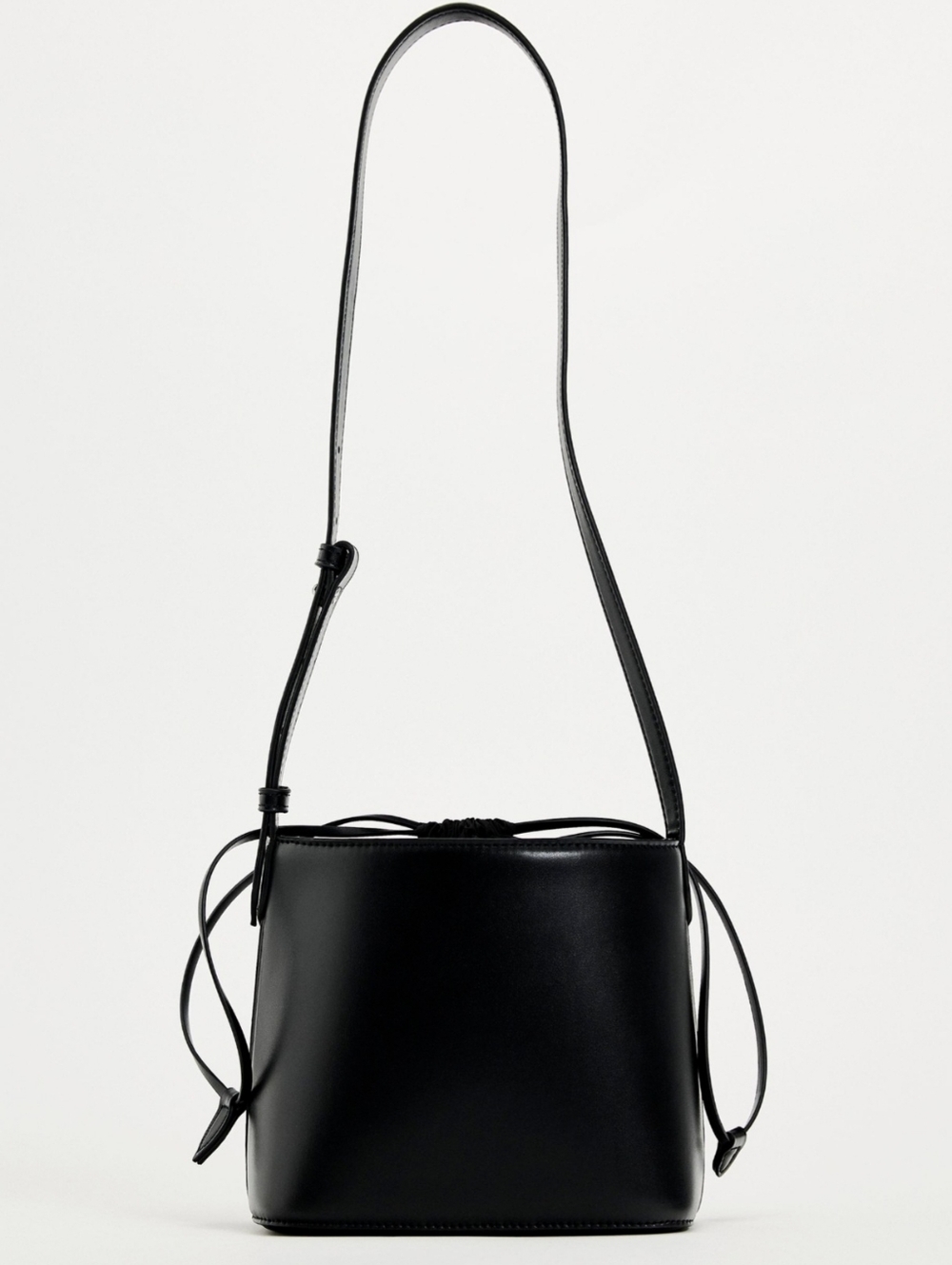 Zara Black Drawstring Bag with Shoulder Straps